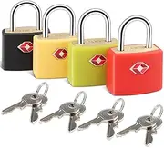 4 Pack TSA Approved Lock Travel Luggage Locks Padlocks with Keys, Keyed Padlock, Small Locks Travel Locks for Suitcase, Backpack, Gym Locker, Jewelry Box, Gold-by H HOME-MART Color