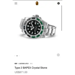 A BATHING APE® MEN Type 2 BAPEX Crystal Stone寶石 手錶 水鑽 彩色正品