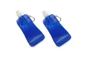 2x Doozie 450ml Collapsible Camping Water Drink Bottle Gym Sport BPA Free Blue