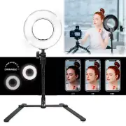 Dimmable Selfie Makeup Ring Light with Gooseneck Table Stand YouTuber Vlogger