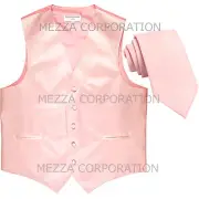 New Men's Vesuvio Napoli Tuxedo Vest 2.5" Skinny Necktie prom party Pink