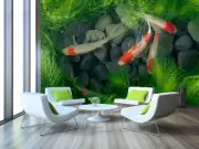 3D Goldfish Grass G7392 Wallpaper Wall Murals Removable Self-adhesive Honey