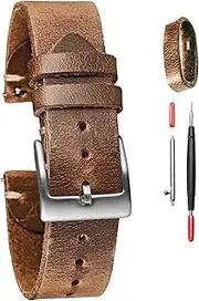 [torbollo] Leather Watch Bands, Horween Leather Watch Strap for Men Women,18mm,20mm,22mm Quick Release Handmade Watch Strap Soft Vintage Replacement
