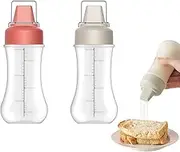 ZNZNANG Ketchup Dispenser Condiment Squeeze Bottles, 2PCS Condiment Porous Squeeze Bottles, Precise scale For Ketchup, BBQ, Sauces, Syrup,- BPA Free(9.5oz/280ml) (5 Holes)