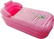 Makamsui Inflatable Folding Bathtub for Adults, Collapsible Ice Bath Tub for Athletes, Portable Relaxation Tub Foldable Bathtub with Backrest Bathing Pool for Indoor or Outdoor Bathroom Home Spa Pink