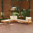 Sun Loungers with Cream White Cushions 2 pcs Acacia Wood vidaXL