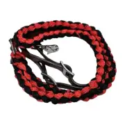 Red Contest Reins - Leather & Braided Cotton 8 ' - Scissor Snap End