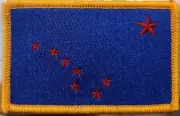 Alaska State Flag Patch W/ VELCRO® Brand Fastener Red Stars Version Gold Border