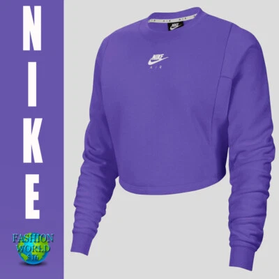 Nike Women's Air Crew Cropped Sweatshirt Size 2X Plus Size CU8500 500 Purple