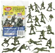 TimMee Plastic Army Men - OD Green 48pc Toy Soldier Figures - Made in USA