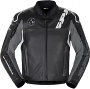 Spidi DP Progressive Motorcycle Leather Jacket, black-white, Size 52 for Men Black White