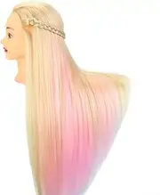 Riksam Training Head 26" Mannequin Head Hair Styling Manikin Cosmetology Doll Head Synthetic Fiber Hair Hairdressing Training Model Free Clamp