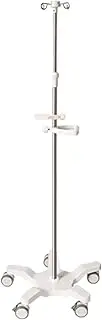 IV Pole w/Wheels Stainless Steel Medical Infusion Stand w/Tray and Handle Portable IV Bag Holder w/4 Hooks Adjustable Height Mobile Drip Stand for Hospital