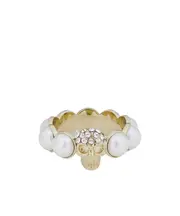 Alexander McQueen Skull Embellished Ring 11,13,15 Pearl