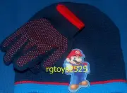 Super Mario Beanie Hat & Gloves Cold Weather Combo set Made 2011 size Child