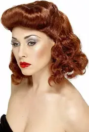 Smiffys Pin Up Girl Wig - Auburn