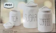 Parini 3 Piece Ceramic CANISTER SET * COFFEE * SUGAR * TEA - Brand new