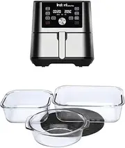 [Instant] Vortex Plus 6 Programs Digital & Smart Grill 5.7L Air Fryer, Silver + [FREE] 3pc Air Fryer Kit