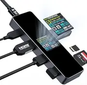 DockCase Visual Smart USB C 7-in-1 Hub with HDMI Port 4K@60Hz, 100w PD Power Delivery, 3 USB-A 5Gbps Data Ports, SD/TF Card Reader, for MacBook Air/Pro, Ipad Pro, Dell XPS, and More