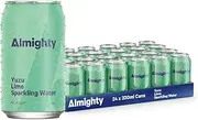 Almighty Yuzu & Lime Sparkling Water 330ml - 24 Pack, Sugar Free, Low Calorie, Vegan - Natural Flavour, Zero Plastic - Clean & Refreshing Drink - Perfect Thirst Quencher - Charcoal Filtered for Purity