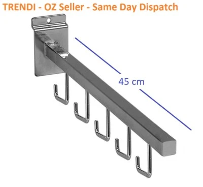 Each X Slatwall Garment clothing handbag waterfall 5 hook hanger slat wall 45mm