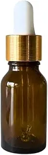 15ml Amber Glass Bottle with Aluminum Brusher Gold Dropper Cap (1 Piece)