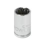 Powerbuilt 3/8 Inch Drive x 1/2 Inch 12 Point Shallow Socket - 641004