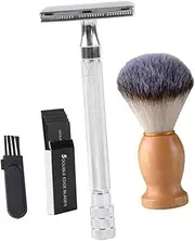 ERINGOGO Safety Razor Shaver Set Beard Comb for Men Mens Razor Old Style Shaver Face Hair with Brush Cleaning Brush