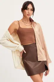 Multi Shirt Top Long Sleeve Collared Satin - Size M, Women's Cami