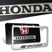 3D Honda S2000 Front + Back Stainless Steel License Plate Frame Set w/ Caps