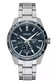 Seiko Presage Sharp Edged GMT 42.2mm Blue Dial Stainless Steel Watch SPB303