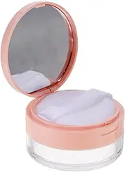 NOLITOY Leakproof Double Layer Mesh Makeup Powder Container Mirror Powder Puff for Travel