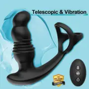 Penis Anal Butt Plug Vibrator Telescopic Prostate Massager Cock Ring USB Sex Toy