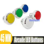 5 Pcs 45mm Arcade Chrome Plated 12V Illuminated LED Push Buttons MAME JAMMA Game