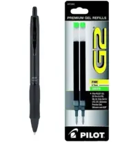 Pilot G2 Limited Metal Gel Pen 0.7mm Matte Black with 2 Green Ink Refills Office