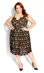 City Chic Ladies So Fancy Fit And Flare Dress sizes 16 20 Colour Black Nude