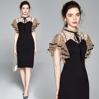 在飛比找ETMall東森購物網優惠-實拍現貨黑色修身波點顯瘦連衣裙
