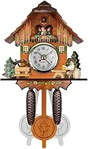 Wooden Cuckoo Wall Clock Bird Bell Swing Alarm Watch Home Art Crafts Pendant Bedroom Decor Room Living