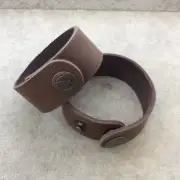 Chocolate Brown Leather Blank Cuff Bracelet with Oxidized Brass Snap Clasp