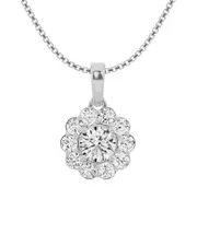 14K 1.00 ct. tw. Lab Grown Diamond Halo Pendant Necklace