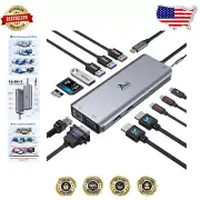 Portable USB C Docking Station for Dual/Triple Monitors, 14 Ports Silver