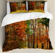 Fall Duvet Cover Set with Pillow Shams Cloudy Day in September Print