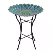 18" Solar Handpainted Glass Birdbath - Outdoor Décor