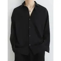 在飛比找ETMall東森購物網優惠-潮垂感黑色長袖春夏秋季休閑襯衫