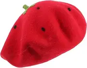 [BESPORTBLE] Strawberry Hat Women Woolen Beret Cosplay Berets Fashionable Headwear for Parties