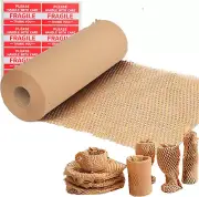 Honeycomb Packing Paper Wrap 12"X200' Recycled Bubble Cushioning Roll with 20 La