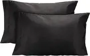Curly Girl Microfiber Satin Pillowcase for Hair and Skin Pillowcase 2 Pack, Pillow Cases Set of 2 - Slip Cooling Satin Pillow Covers with Envelope Closure (Black, Queen)
