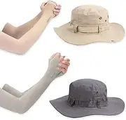 [JSTHHTT] Men's Waterproof Sun Hat, Sun Protection Hat with Wide Brim, Outdoor Sun Hat with UV Protection & Fishing Hat, Classic Bush Hats, Sun Hats, Wide Brim Sun Protection Hat, Pack of 2, Grey,