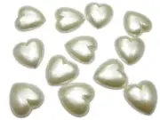 50 Ivory Acrylic Half Pearl FlatBack Heart Cabachon Bead 18X18mm Scrapbook Craft