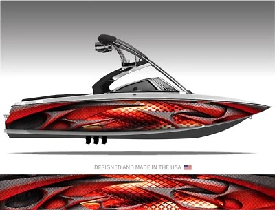 Hydroplane (Red) Abstract Boat Wrap Kit 3M Premium Cast Vinyl - 15 Size Options